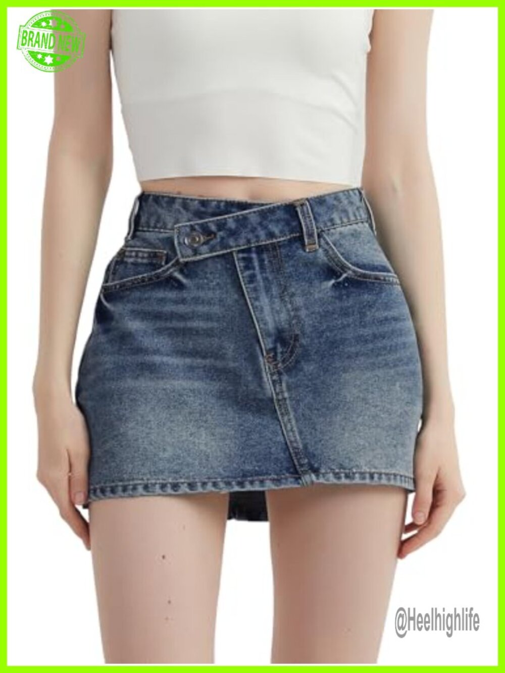 Women's Denim Mini Skort Low Waisted Bodycon Jean Skirt Trendy